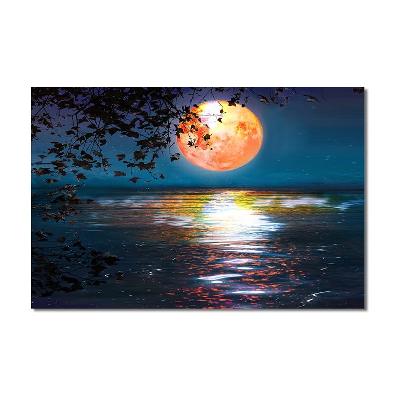 Arthia Designs - Sea Sunset Moonrise Landscape Canvas Art - Review