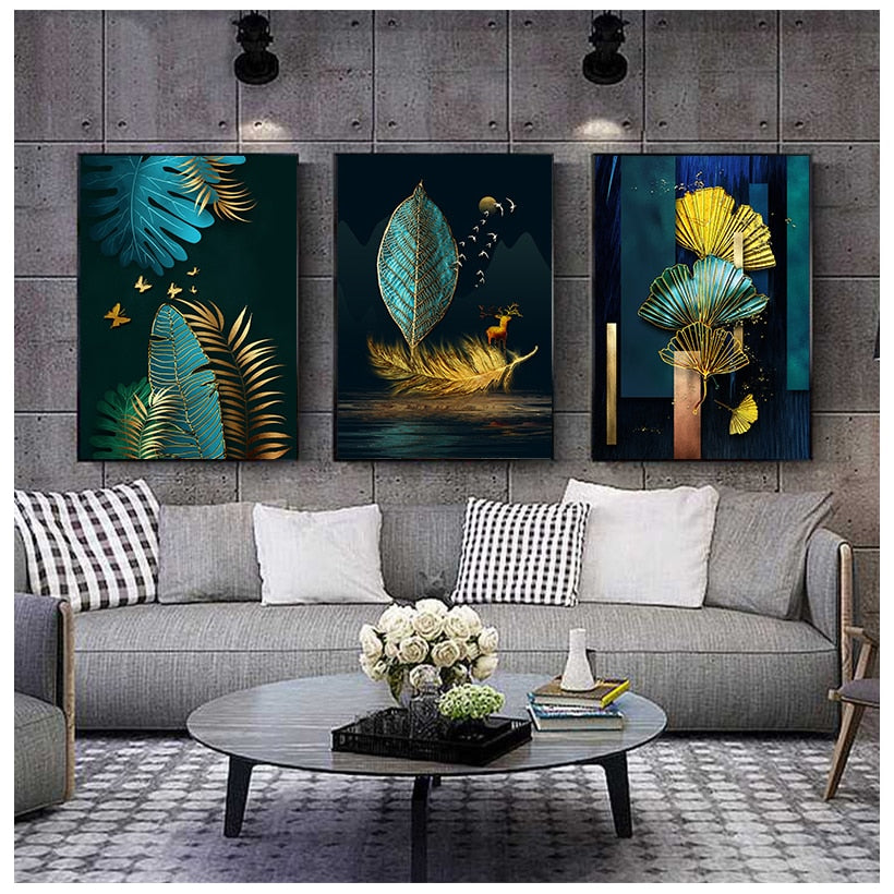 Arthia Designs - Golden Green Leaves Canvas Art - Review