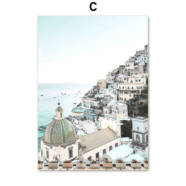 Arthia Designs - Santorini Light Blue Sea Waves Canvas Art - Review