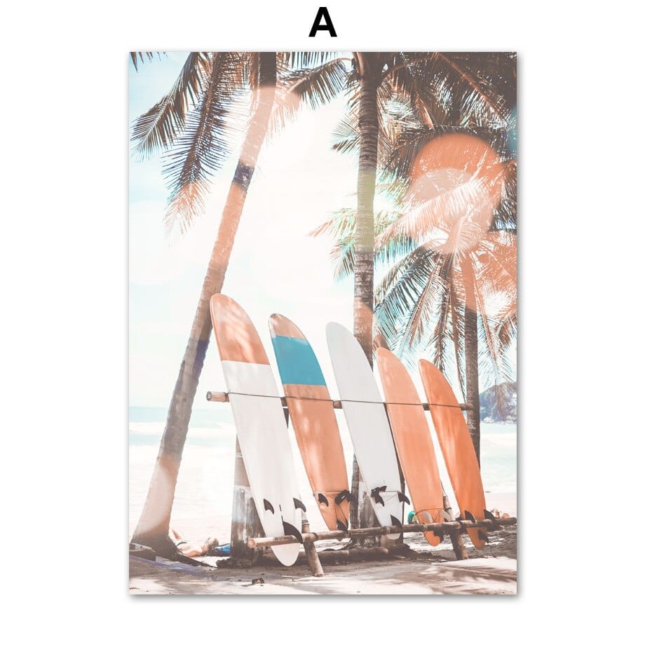 Arthia Designs - Surfing Beach Palm Tree Explorer Canvas Art - Review