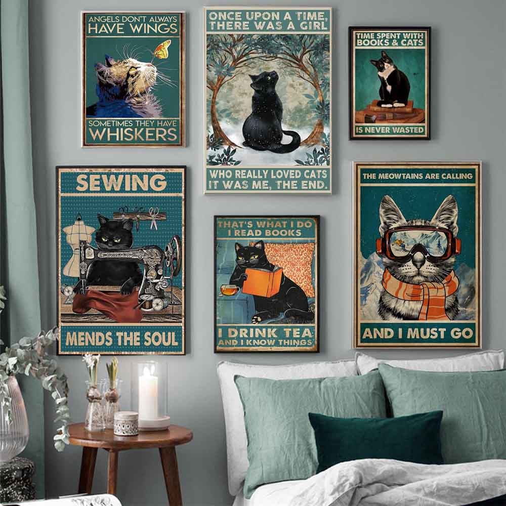 Arthia Designs - Funny Vintage Black Cat Canvas Art - Review