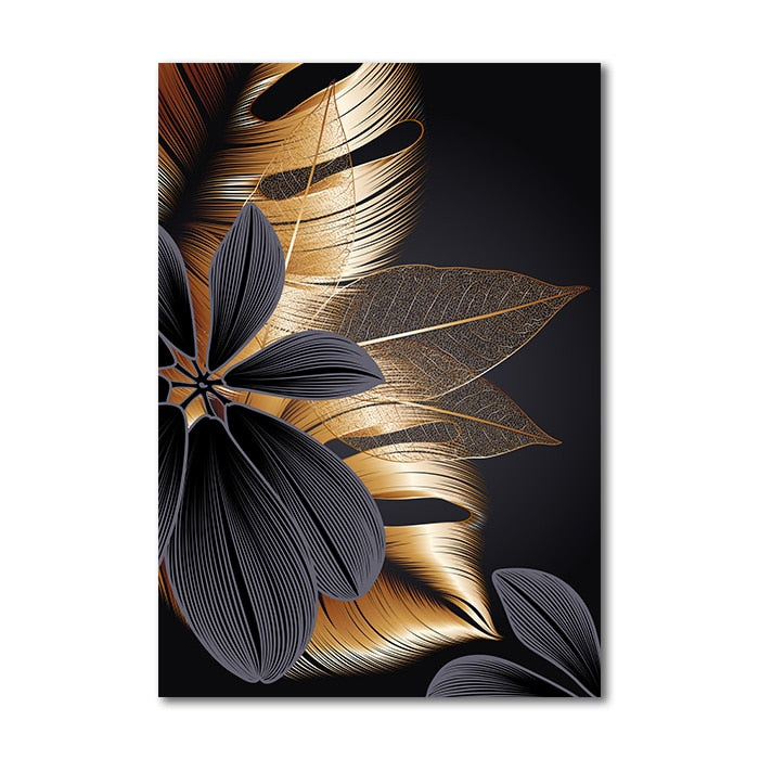 Arthia Designs - Black Golden Leaves Canvas Art - Review