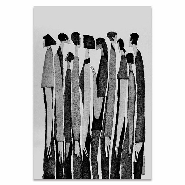 Arthia Designs - Black White Abstract Characters Fashion Canvas Art - Review