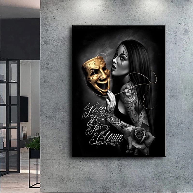 Arthia Designs - Black & White Masked Tattoo Girl Canvas Art - Review