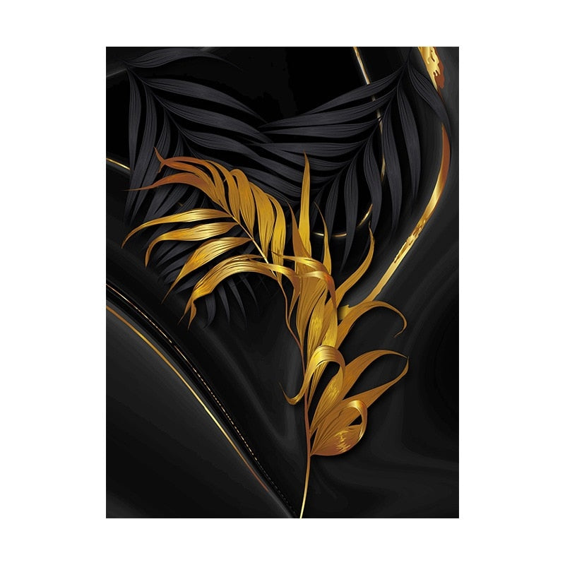 Arthia Designs - Golden Black Leaves Canvas Art - Review