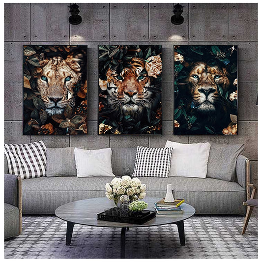 Arthia Designs - Flower Animal Lion Tiger Canvas Art - Review