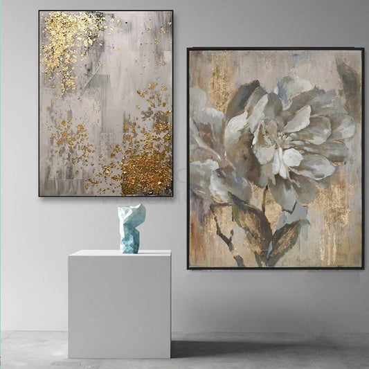 Arthia Designs - Abstract Golden Palette White Flower Canvas Art - Review