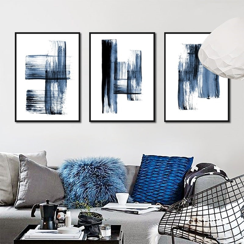 Arthia Designs - Abstract Blue Ink Stroke Canvas Art - Review