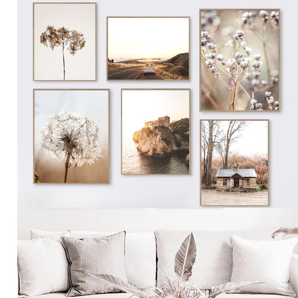 Arthia Designs - Nordic Brown Dandelion Landscape Canvas Art - Review