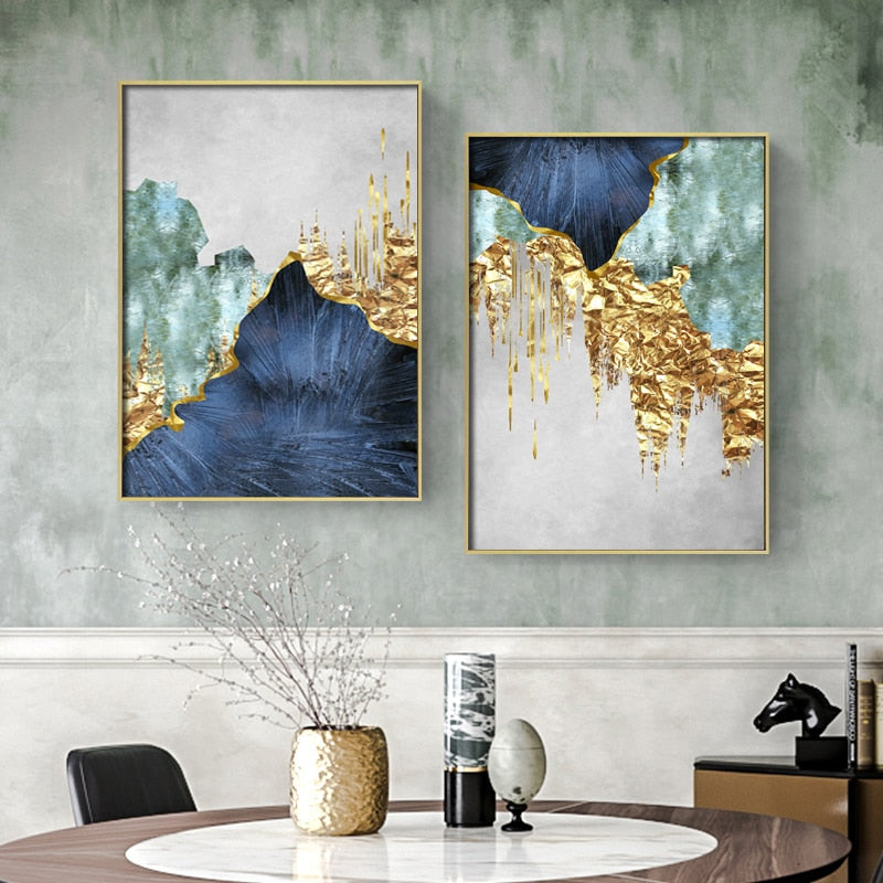 Arthia Designs - Abstract Blue Golden Foil Canvas Art - Review