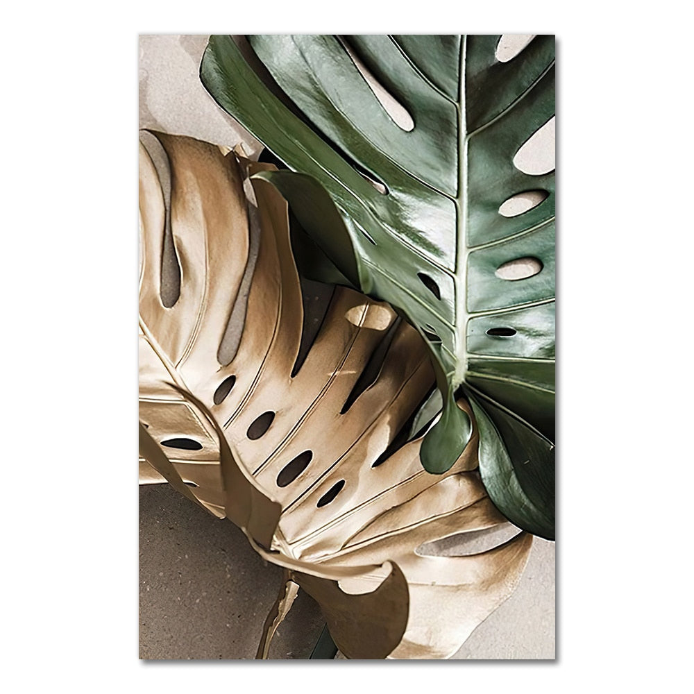 Arthia Designs - Golden Green Monstera Leaves Canvas Art - Review