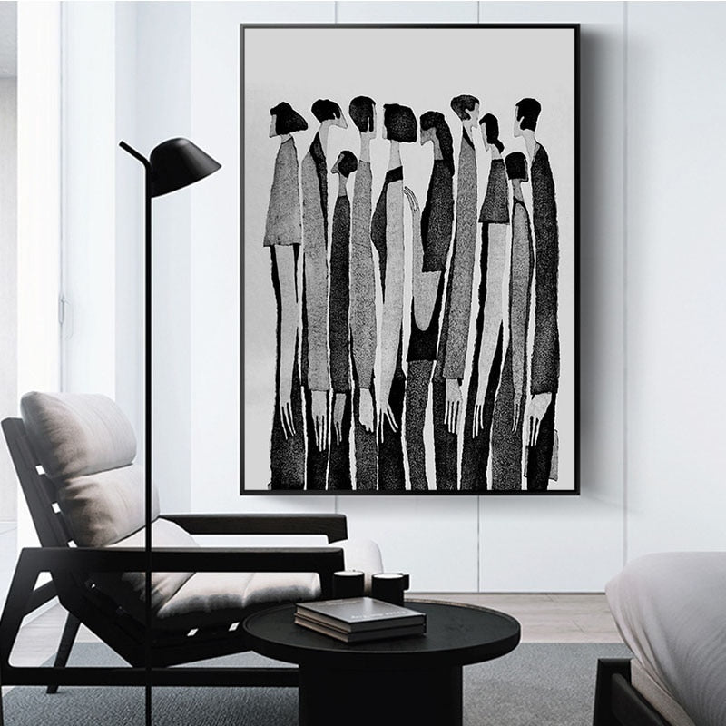 Arthia Designs - Black White Abstract Characters Fashion Canvas Art - Review