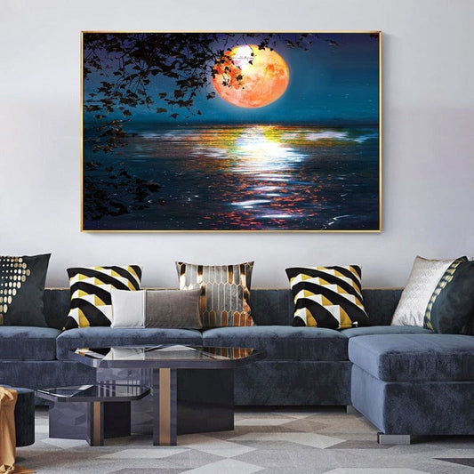 Arthia Designs - Sea Sunset Moonrise Landscape Canvas Art - Review