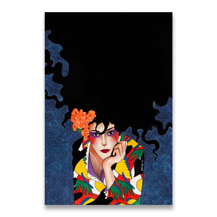 Arthia Designs - Vintage Abstract Girl Hair Flower Canvas Art - Review