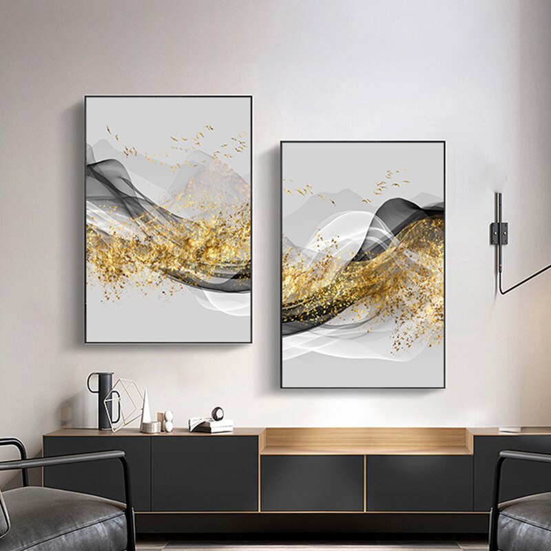 Arthia Designs - Abstract Flow Golden Splashes Canvas Art - Review