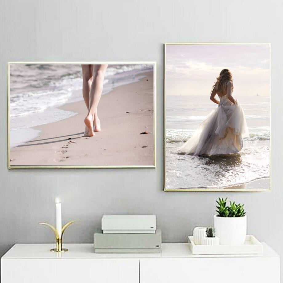 Arthia Designs - White Flower Dress Girl Beach Canvas Art - Review