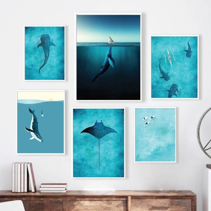 Arthia Designs - Blue Ocean Whales Stingray Canvas Art - Review