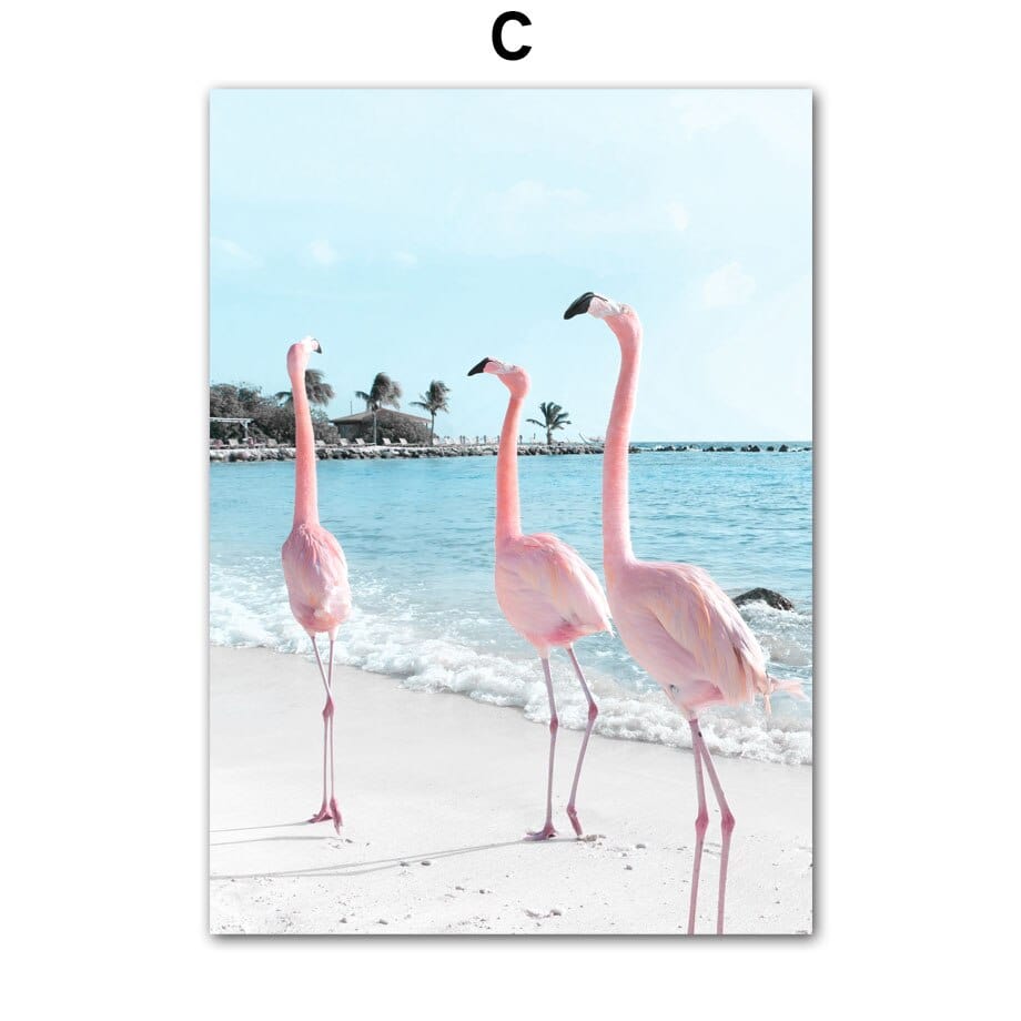 Arthia Designs - Pink Beach Flamingo Island Canvas Art - Review