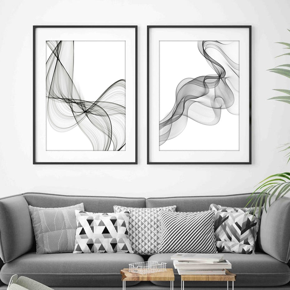 Arthia Designs - Black White Abstract Wavy Line Canvas Art - Review