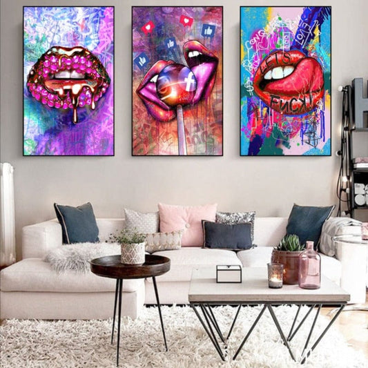 Arthia Designs - Colorful Sexy Seductive Lips Canvas Art - Review