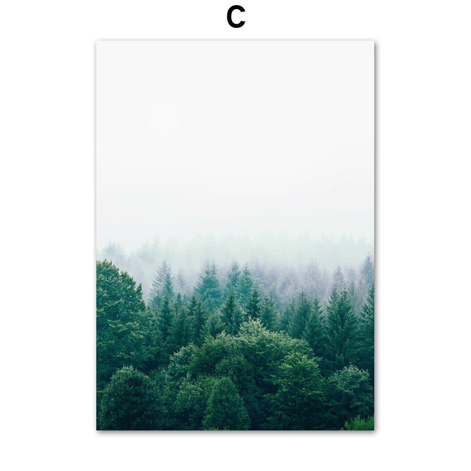 Arthia Designs - Green Mountain Lake Foggy Sky Canvas Art - Review