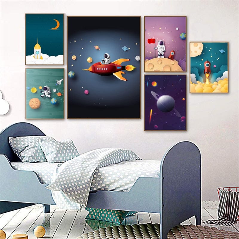 Arthia Designs - Cartoon Astronaut Space Rocket Canvas Art - Review