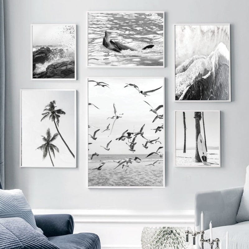 Arthia Designs - Black and White Dolphin Beach Canvas Art - Review