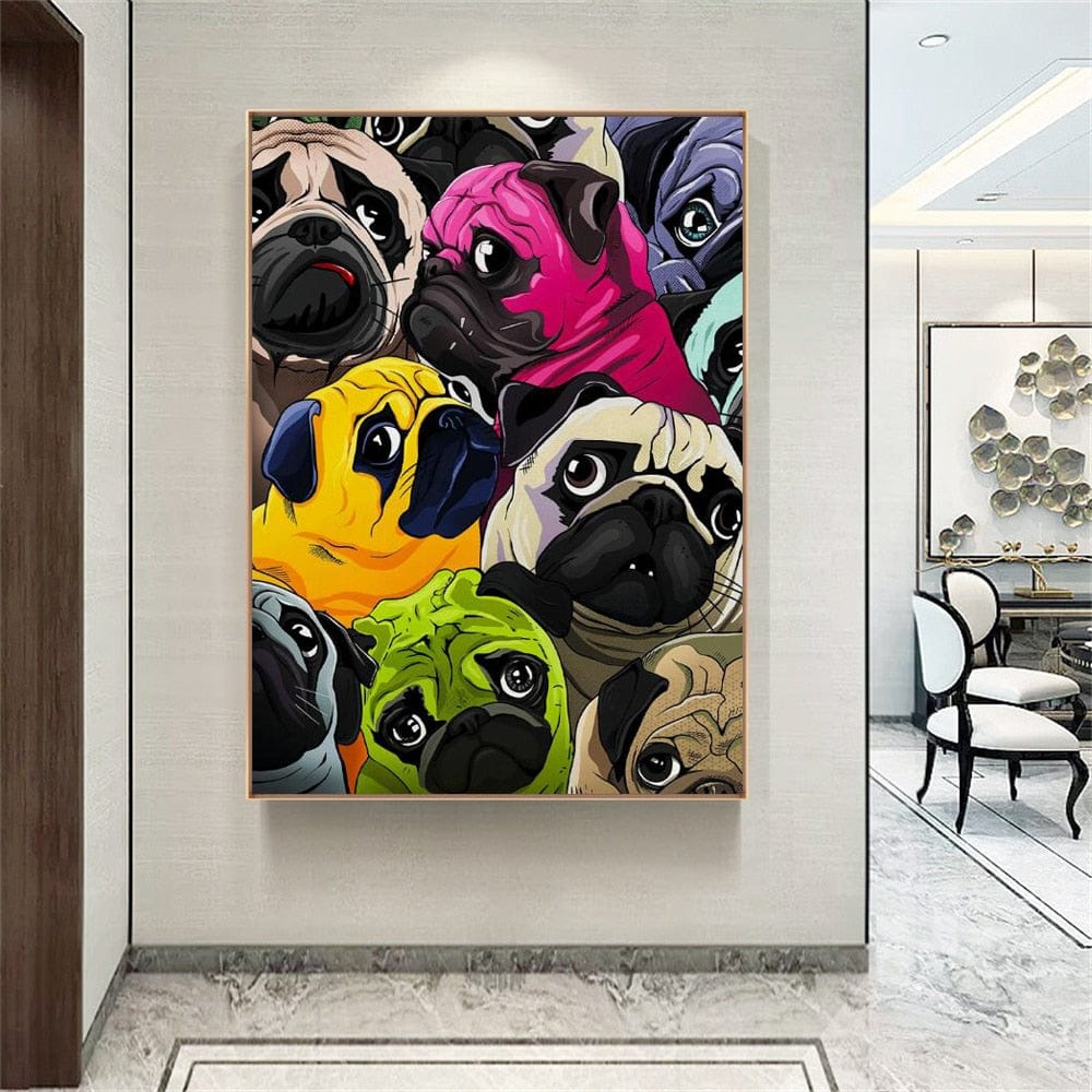 Arthia Designs - Cute Colorful Pugs Canvas Art - Review