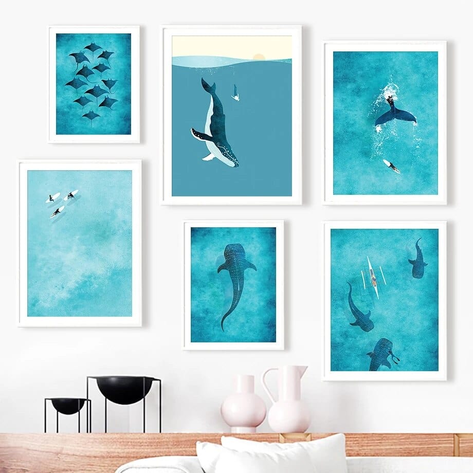 Arthia Designs - Blue Ocean Whales Stingray Canvas Art - Review