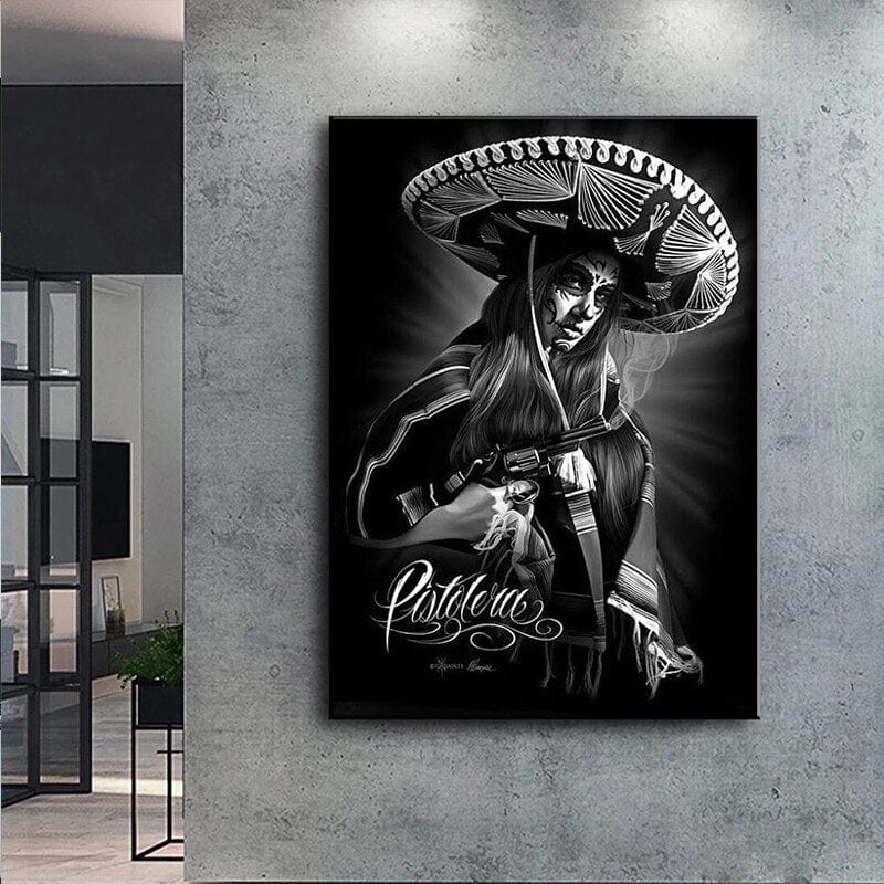 Arthia Designs - Black & White Masked Tattoo Girl Canvas Art - Review