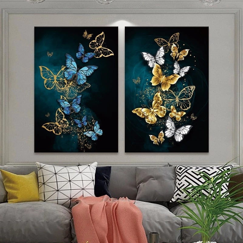 Arthia Designs - Golden Blue Butterfly Flower Canvas Art - Review