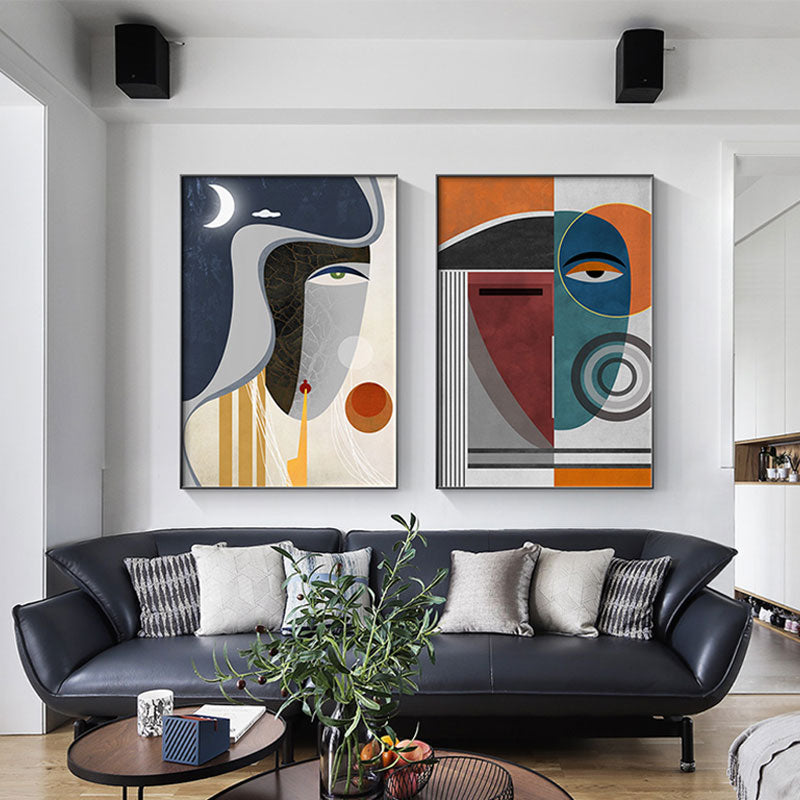 Arthia Designs - Modern Abstract Geometric Faces Figure Canvas Art - Review