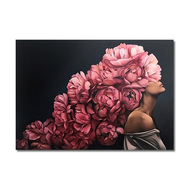 Arthia Designs - Flower Feathers Face Woman Canvas Art - Review