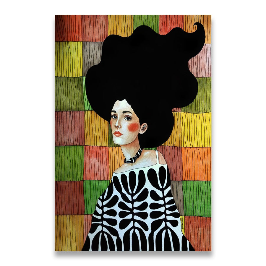 Arthia Designs - Vintage Abstract Girl Hair Flower Canvas Art - Review