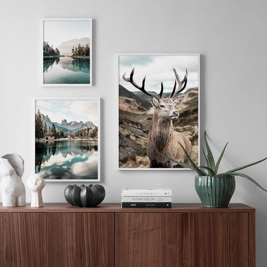 Arthia Designs - Northern Lake Mountain Deer Canvas Art - Review