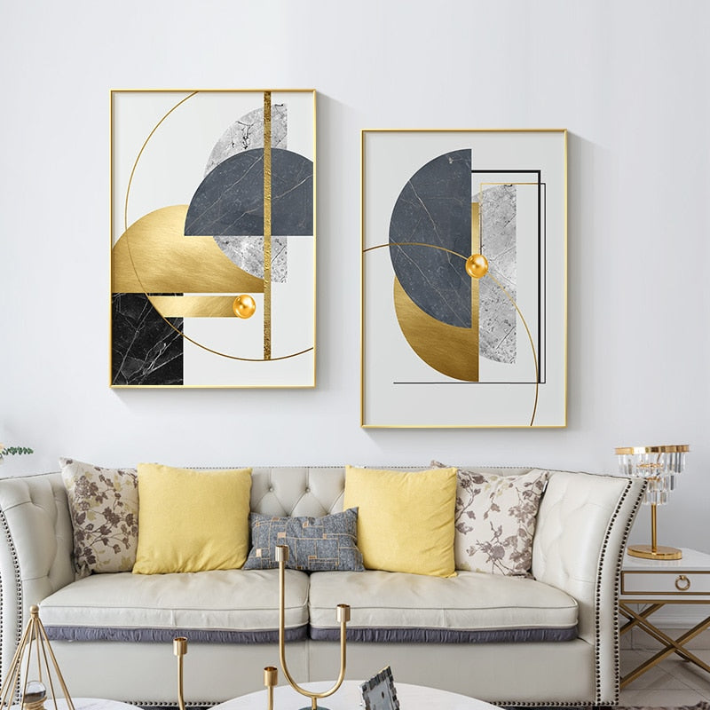 Arthia Designs - Modern Golden Abstract Geometric Canvas Art - Review