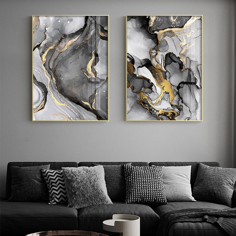 Arthia Designs - Abstract Golden Black Marble Canvas Art - Review