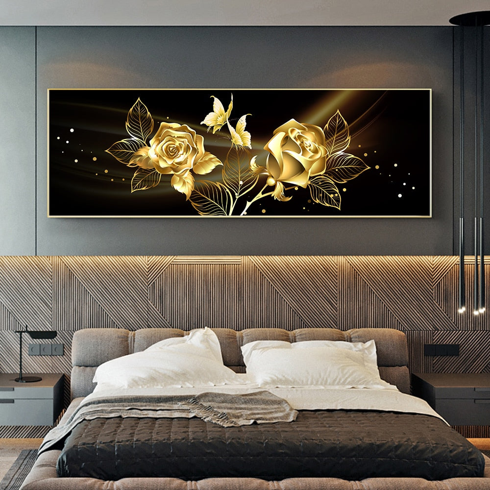 Arthia Designs - Modern Abstract Golden Flower Canvas Art - Review