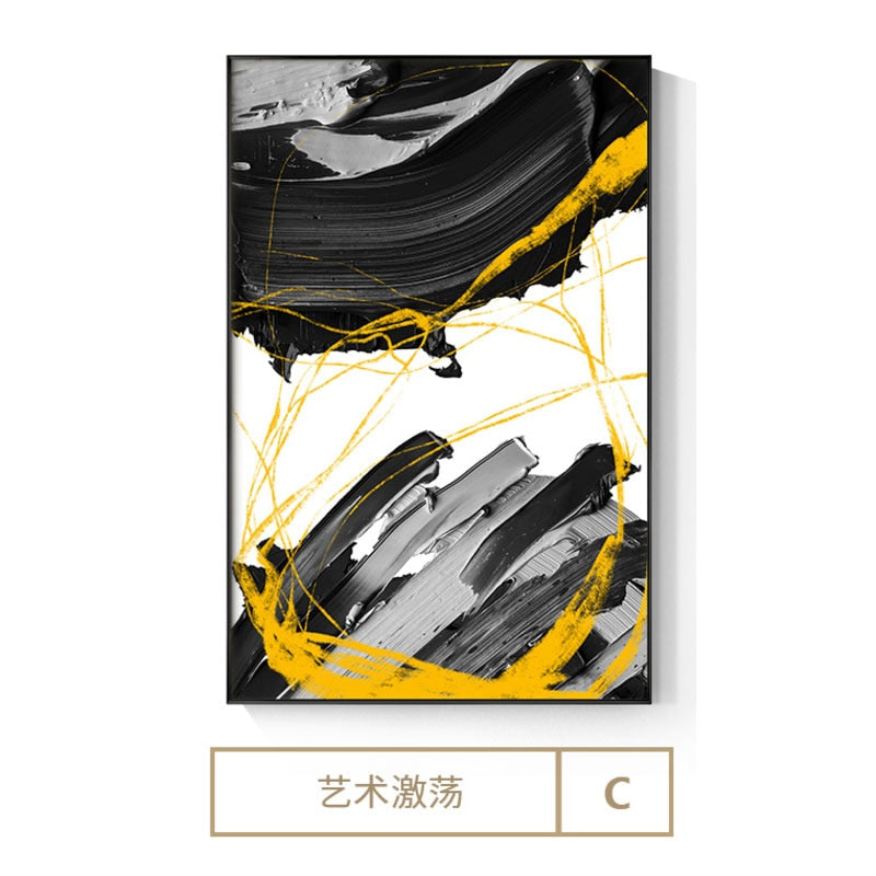 Arthia Designs - Abstract Yellow Black Ink Splash Canvas Art - Review