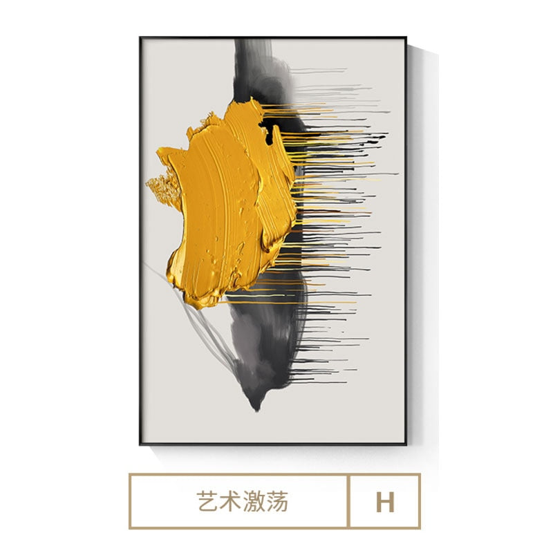 Arthia Designs - Abstract Yellow Black Ink Splash Canvas Art - Review