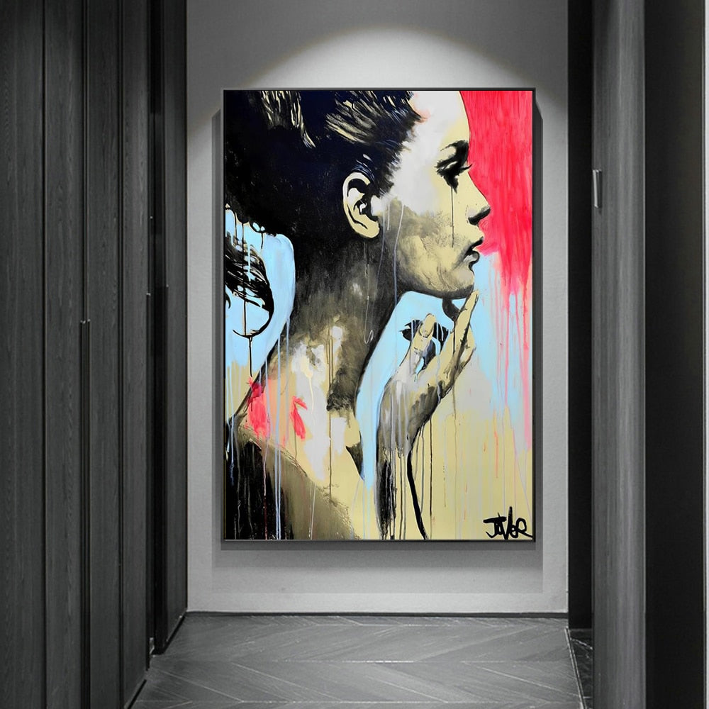 Arthia Designs - Modern Abstract Woman Face Graffiti Canvas Art - Review