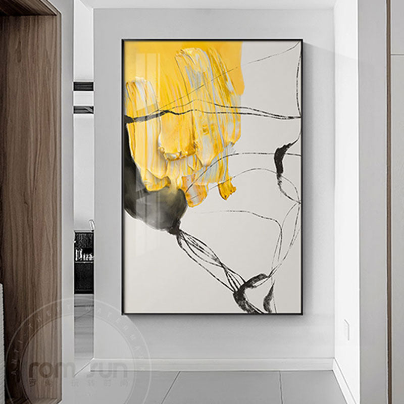 Arthia Designs - Abstract Yellow Black Ink Splash Canvas Art - Review