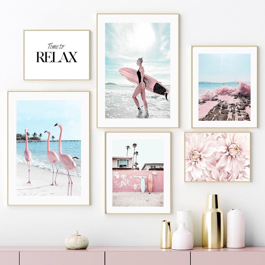 Arthia Designs - Pink Beach Flamingo Island Canvas Art - Review