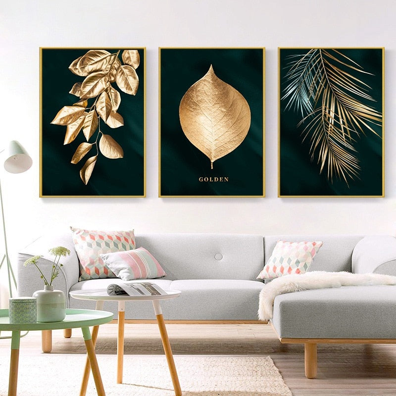 Arthia Designs - Golden Black Leaves Canvas Art - Review