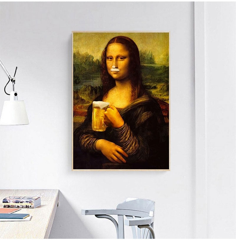 Arthia Designs - Funny Mona Lisa Drinking Beer Canvas Art - Review