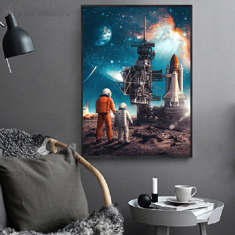 Arthia Designs - Astronaut Rocketship Painting Canvas Art - Review