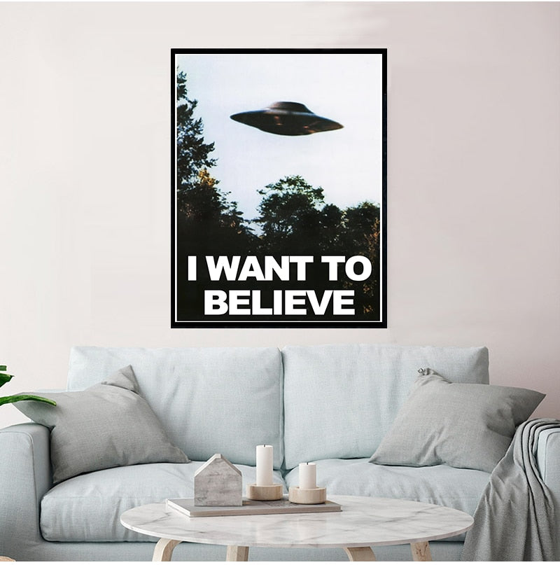 Arthia Designs - UFO I WANT TO BELIEVE Canvas Art - Review