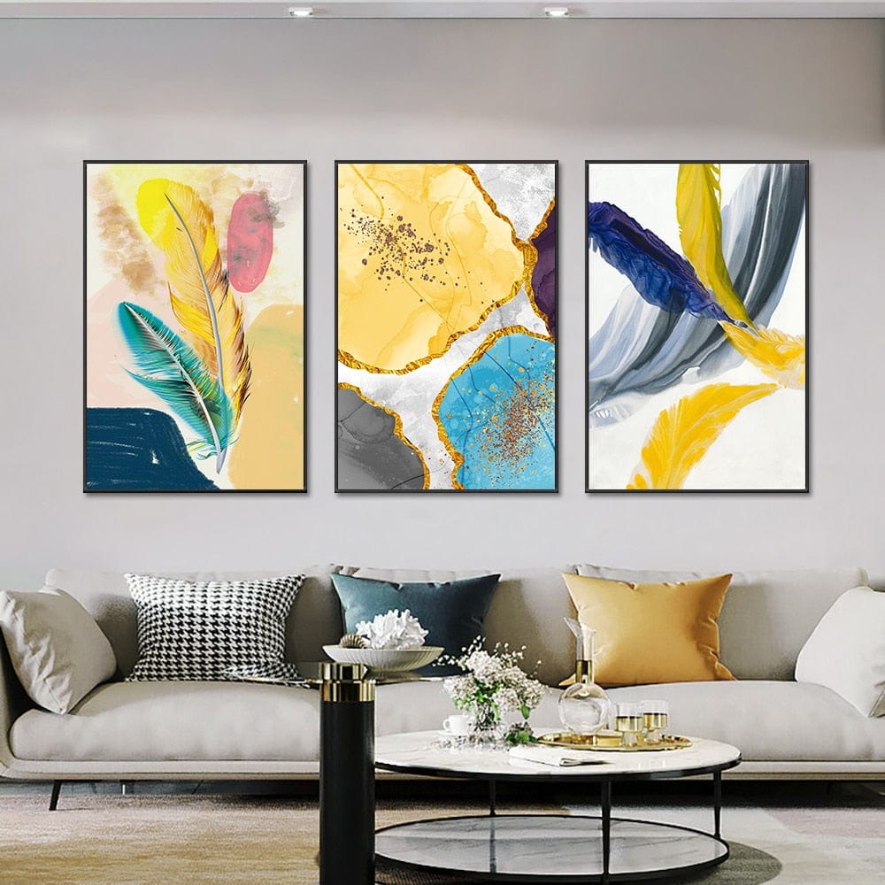 Arthia Designs - Golden Blue Feather Canvas Art - Review