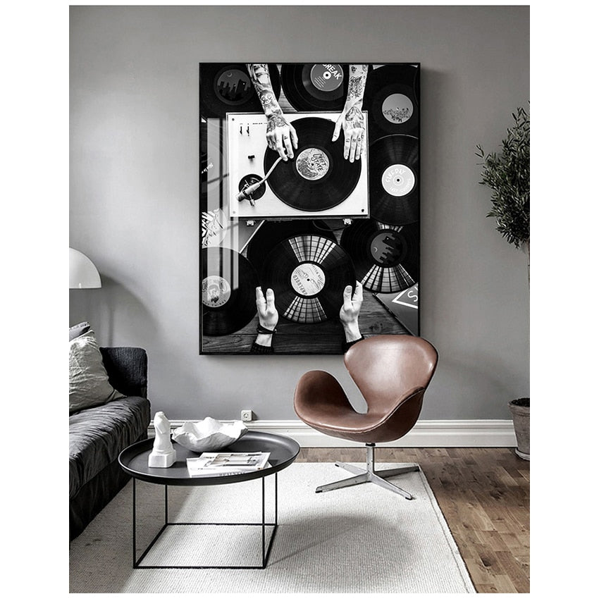 Arthia Designs - Black and White Vinyl Records Canvas Art - Review