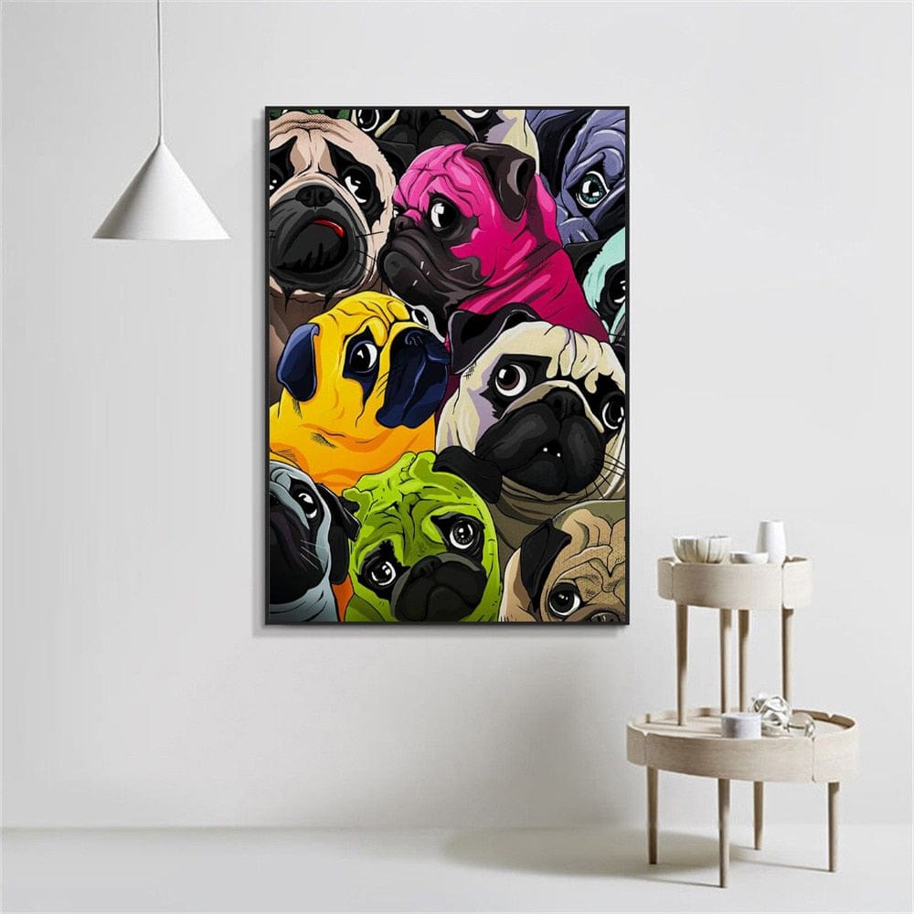 Arthia Designs - Cute Colorful Pugs Canvas Art - Review